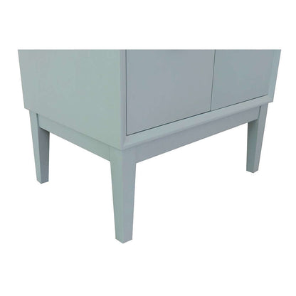 31" Single vanity in Aqua Blue finish with White Carrara top and oval sink - 400400-AB-WMO