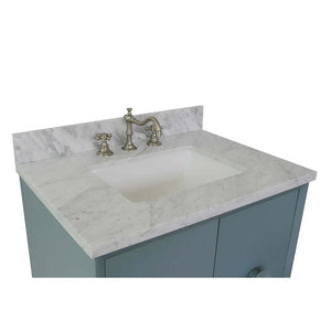 31" Single vanity in Aqua Blue finish with White Carrara top and rectangle sink - 400400-AB-WMR