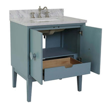Load image into Gallery viewer, 31&quot; Single vanity in Aqua Blue finish with White Carrara top and rectangle sink - 400400-AB-WMR