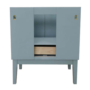 31" Single vanity in Aqua Blue finish with White Carrara top and rectangle sink - 400400-AB-WMR