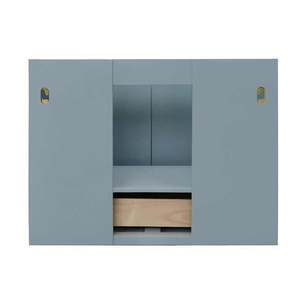 31" Single wall mount vanity in Aqua Blue finish with Black Galaxy top and oval sink - 400400-CAB-AB-BGO