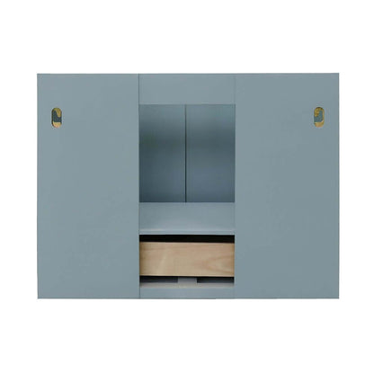 31" Single wall mount vanity in Aqua Blue finish with Black Galaxy top and round sink - 400400-CAB-AB-BGRD