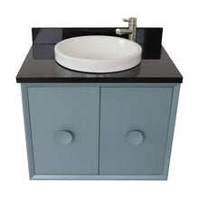 Load image into Gallery viewer, 31&quot; Single wall mount vanity in Aqua Blue finish with Black Galaxy top and round sink - 400400-CAB-AB-BGRD