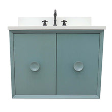 Load image into Gallery viewer, 31&quot; Single wall mount vanity in Aqua Blue finish with White Quartz top and oval sink - 400400-CAB-AB-WEO