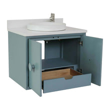 Load image into Gallery viewer, 31&quot; Single wall mount vanity in Aqua Blue finish with White Quartz top and round sink - 400400-CAB-AB-WERD
