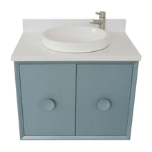 Load image into Gallery viewer, 31&quot; Single wall mount vanity in Aqua Blue finish with White Quartz top and round sink - 400400-CAB-AB-WERD