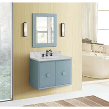 Load image into Gallery viewer, 31&quot; Single wall mount vanity in Aqua Blue finish with White Carrara top and oval sink - 400400-CAB-AB-WMO