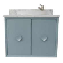 Load image into Gallery viewer, 31&quot; Single wall mount vanity in Aqua Blue finish with White Carrara top and round sink - 400400-CAB-AB-WMRD