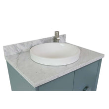 Load image into Gallery viewer, 31&quot; Single wall mount vanity in Aqua Blue finish with White Carrara top and round sink - 400400-CAB-AB-WMRD