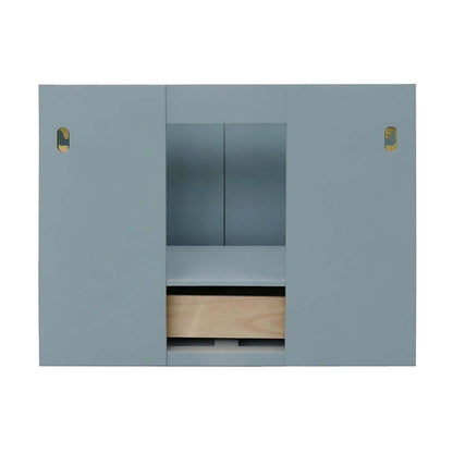 31" Single wall mount vanity in Aqua Blue finish with White Carrara top and rectangle sink - 400400-CAB-AB-WMR