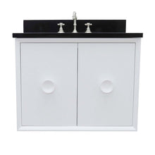 Load image into Gallery viewer, 31&quot; Single wall mount vanity in White finish with Black Galaxy top and oval sink - 400400-CAB-WH-BGO