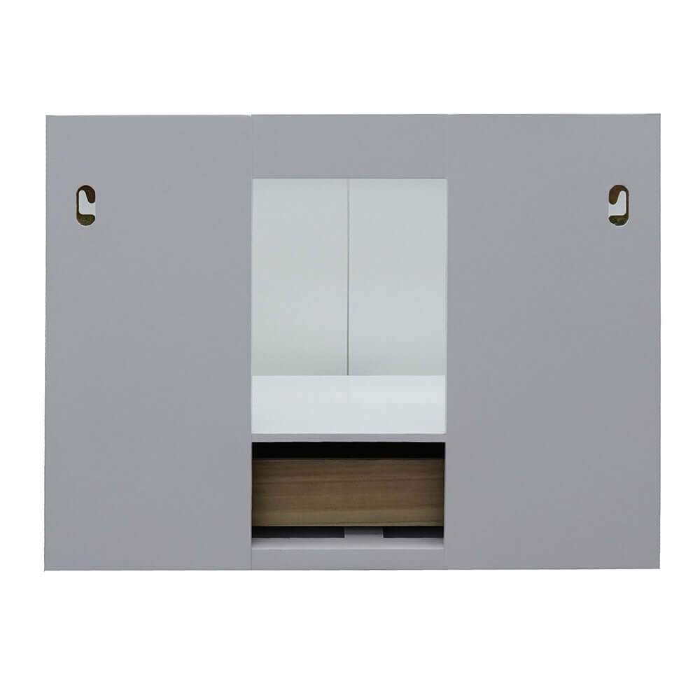 31" Single wall mount vanity in White finish with Black Galaxy top and oval sink - 400400-CAB-WH-BGO