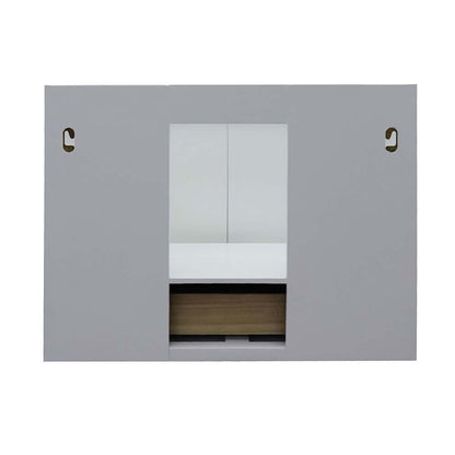 31" Single wall mount vanity in White finish with Black Galaxy top and round sink - 400400-CAB-WH-BGRD