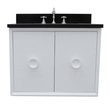 Load image into Gallery viewer, 31&quot; Single wall mount vanity in White finish with Black Galaxy top and rectangle sink - 400400-CAB-WH-BGR