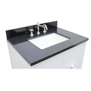 31" Single wall mount vanity in White finish with Black Galaxy top and rectangle sink - 400400-CAB-WH-BGR