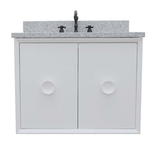 Load image into Gallery viewer, 31&quot; Single wall mount vanity in White finish with Gray granite top and oval sink - 400400-CAB-WH-GYO