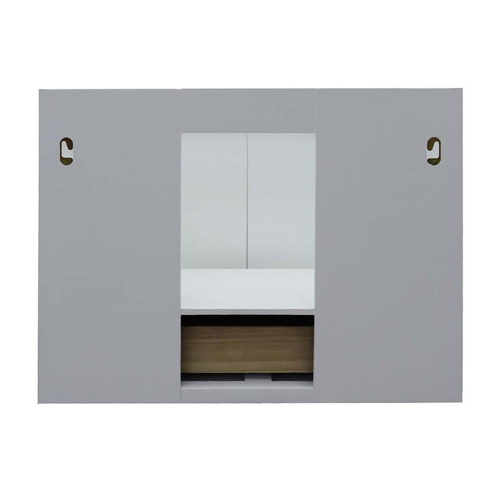 31" Single wall mount vanity in White finish with Gray granite top and oval sink - 400400-CAB-WH-GYO