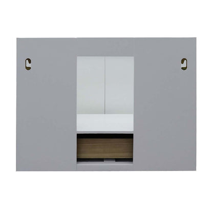 31" Single wall mount vanity in White finish with Gray granite top and oval sink - 400400-CAB-WH-GYO