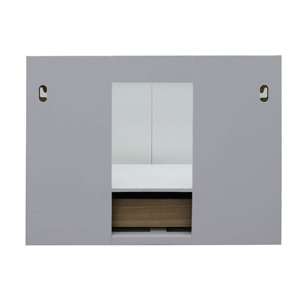 31" Single wall mount vanity in White finish with Gray granite top and round sink - 400400-CAB-WH-GYRD