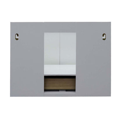 31" Single wall mount vanity in White finish with Gray granite top and round sink - 400400-CAB-WH-GYRD