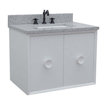 Load image into Gallery viewer, 31&quot; Single wall mount vanity in White finish with Gray granite top and rectangle sink - 400400-CAB-WH-GYR