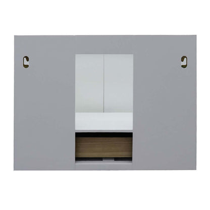 31" Single wall mount vanity in White finish with Gray granite top and rectangle sink - 400400-CAB-WH-GYR