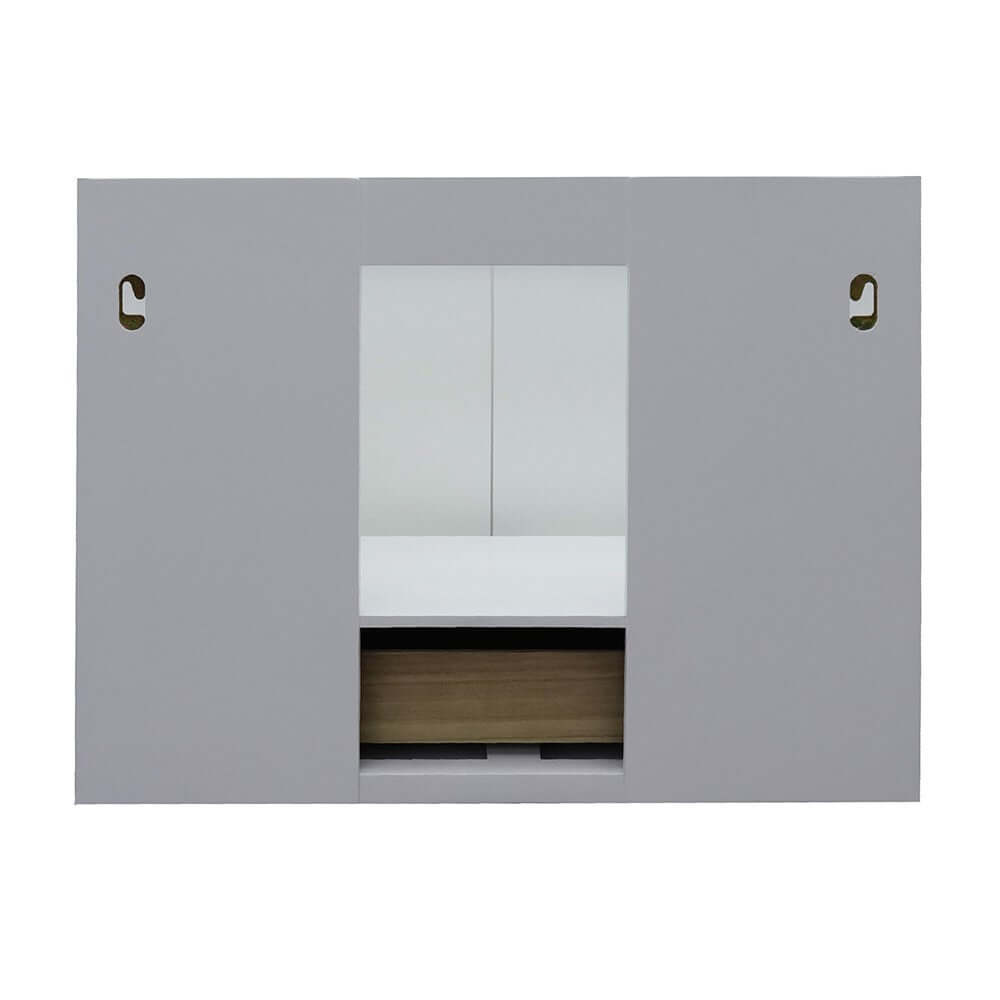 31" Single wall mount vanity in White finish with White Carrara top and round sink - 400400-CAB-WH-WMRD