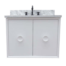 Load image into Gallery viewer, 31&quot; Single wall mount vanity in White finish with White Carrara top and rectangle sink - 400400-CAB-WH-WMR