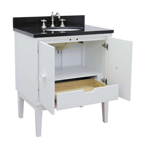 31" Single vanity in White finish with Black Galaxy top and oval sink - 400400-WH-BGO