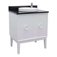 Load image into Gallery viewer, 31&quot; Single vanity in White finish with Black Galaxy top and round sink - 400400-WH-BGRD