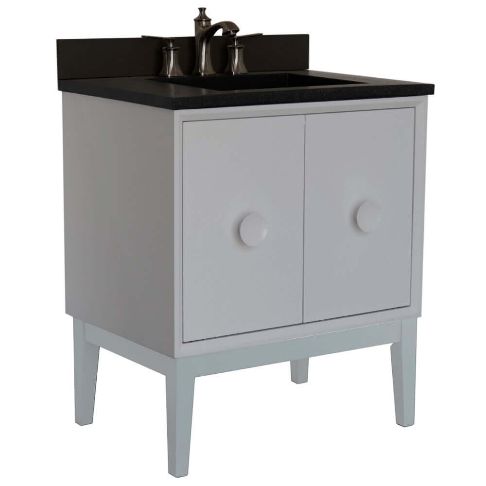 31" Single Vanity in White Finish with Black Concrete Top and Rectangle Sink - 400400-WH-CTBL