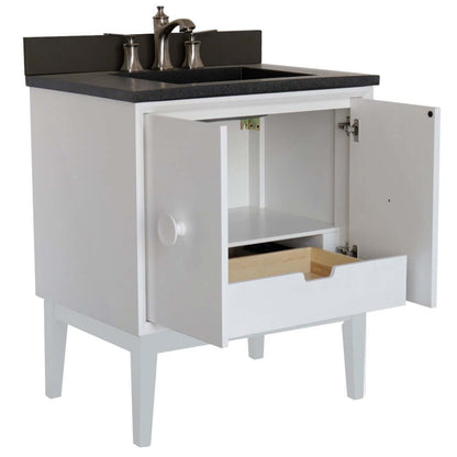 31" Single Vanity in White Finish with Black Concrete Top and Rectangle Sink - 400400-WH-CTBL