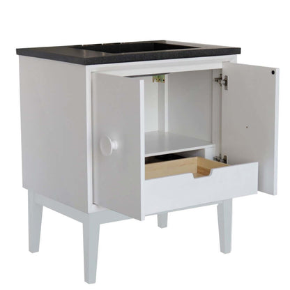 31" Single Vanity in White Finish with Black Concrete Top and Rectangle Sink - 400400-WH-CTBL