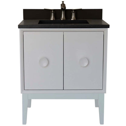 31" Single Vanity in White Finish with Black Concrete Top and Rectangle Sink - 400400-WH-CTBL