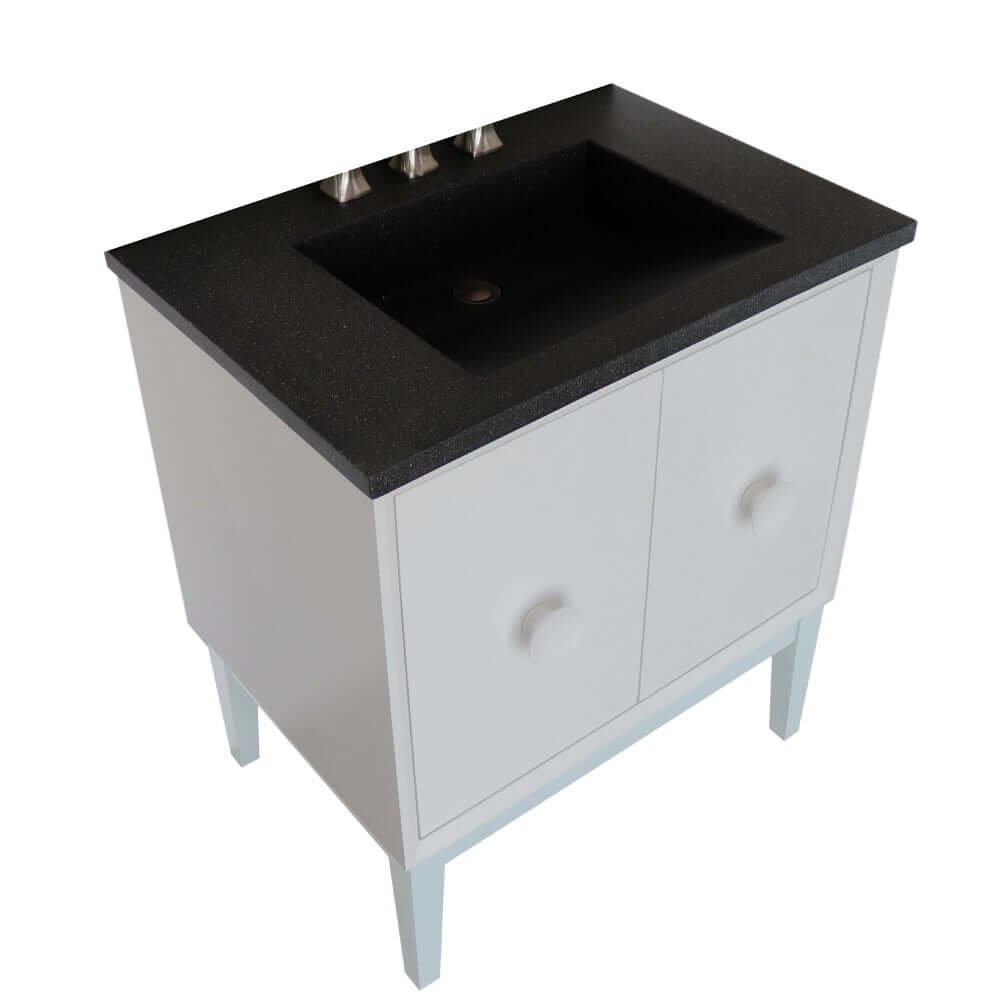 31" Single Vanity in White Finish with Black Concrete Top and Rectangle Sink - 400400-WH-CTBL