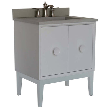 31" Single Vanity in White Finish with Gray Concrete Top and Rectangle Sink - 400400-WH-CTDG