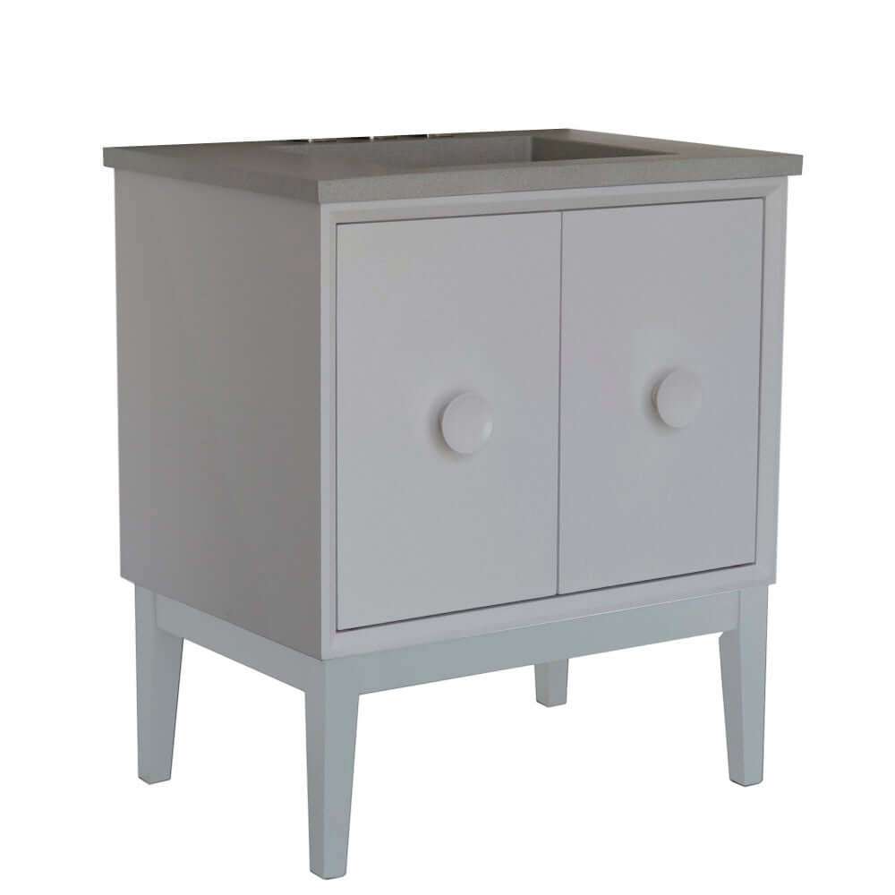 31" Single Vanity in White Finish with Gray Concrete Top and Rectangle Sink - 400400-WH-CTDG