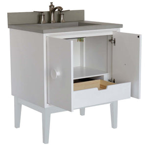 31" Single Vanity in White Finish with Gray Concrete Top and Rectangle Sink - 400400-WH-CTDG