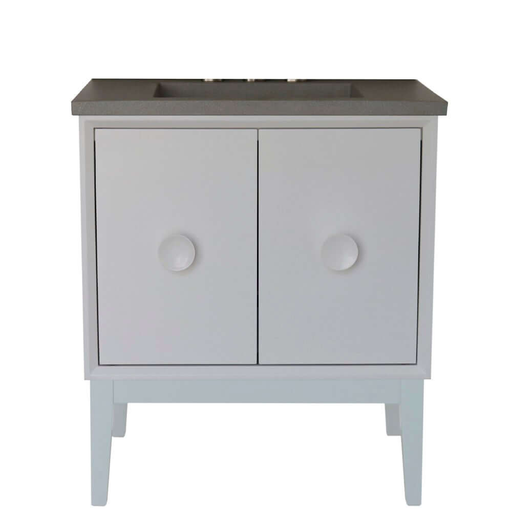 31" Single Vanity in White Finish with Gray Concrete Top and Rectangle Sink - 400400-WH-CTDG