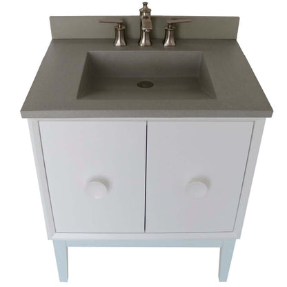 31" Single Vanity in White Finish with Gray Concrete Top and Rectangle Sink - 400400-WH-CTDG