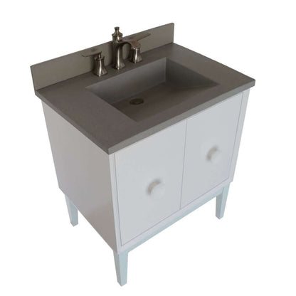 31" Single Vanity in White Finish with Gray Concrete Top and Rectangle Sink - 400400-WH-CTDG