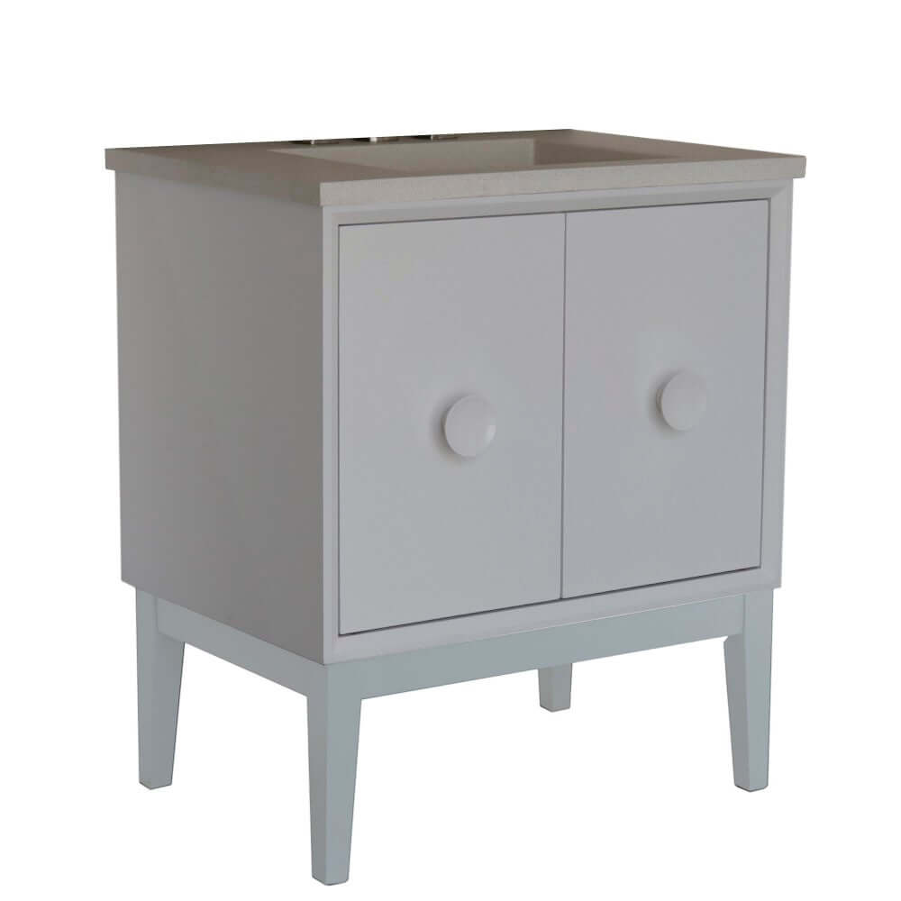 31" Single Vanity in White Finish with White Concrete Top and Rectangle Sink - 400400-WH-CTWH