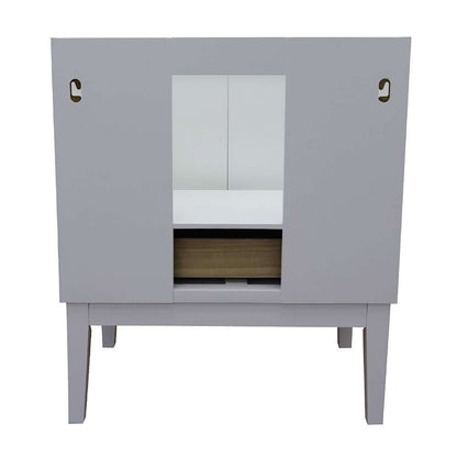 31" Single vanity in White finish with Gray granite top and oval sink - 400400-WH-GYO