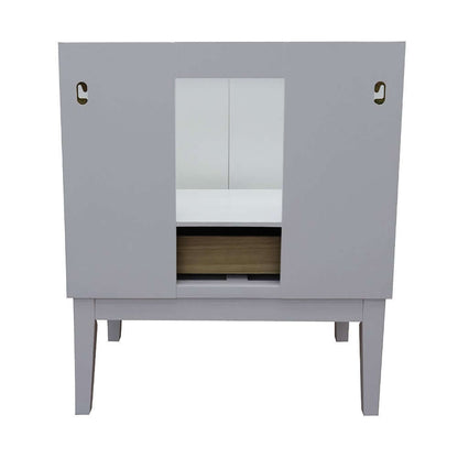 31" Single vanity in White finish with Gray granite top and round sink - 400400-WH-GYRD