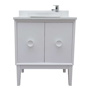 31" Single vanity in White finish with White Quartz top and round sink - 400400-WH-WERD