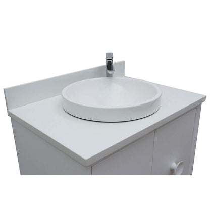 31" Single vanity in White finish with White Quartz top and round sink - 400400-WH-WERD