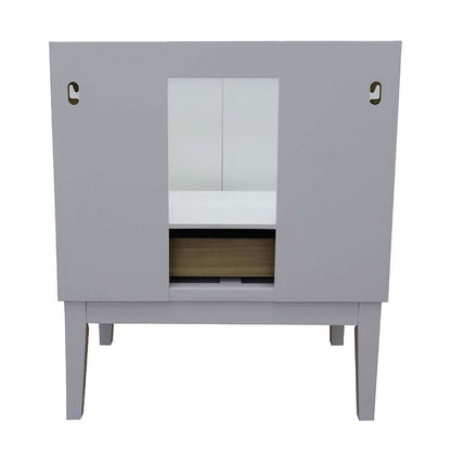 31" Single vanity in White finish with White Quartz top and round sink - 400400-WH-WERD