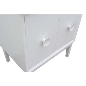 31" Single vanity in White finish with White Quartz top and round sink - 400400-WH-WERD