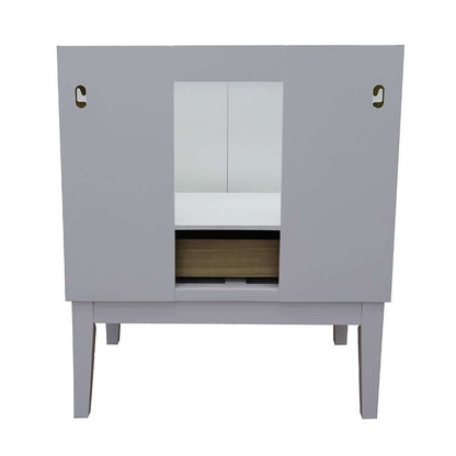 31" Single vanity in White finish with White Quartz top and rectangle sink - 400400-WH-WER