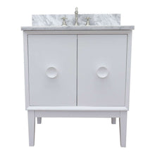 Load image into Gallery viewer, 31&quot; Single vanity in White finish with White Carrara top and oval sink - 400400-WH-WMO